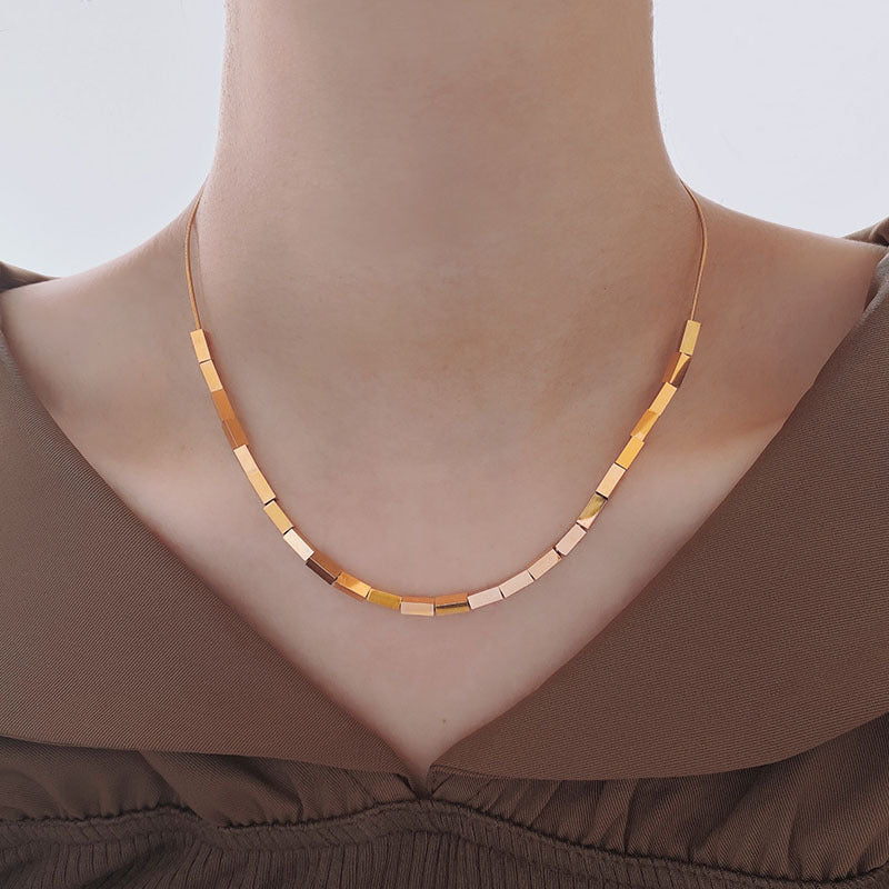 Korean Style Simple Square Titanium Steel Necklace Cn0276