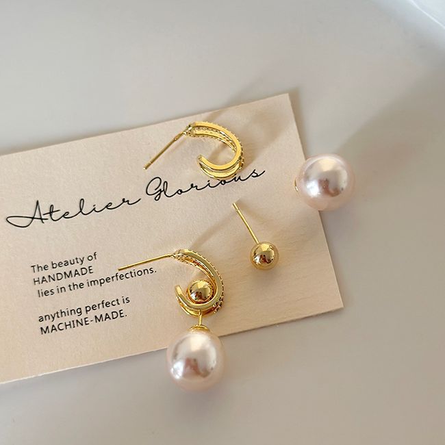 Elegant Pearl Diamond Earrings Detachable Beautiful Personality Earrings Cn511