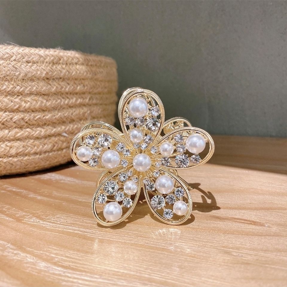 Metal Rhinestone Pearl Flower Headdress Hairpin Cn506