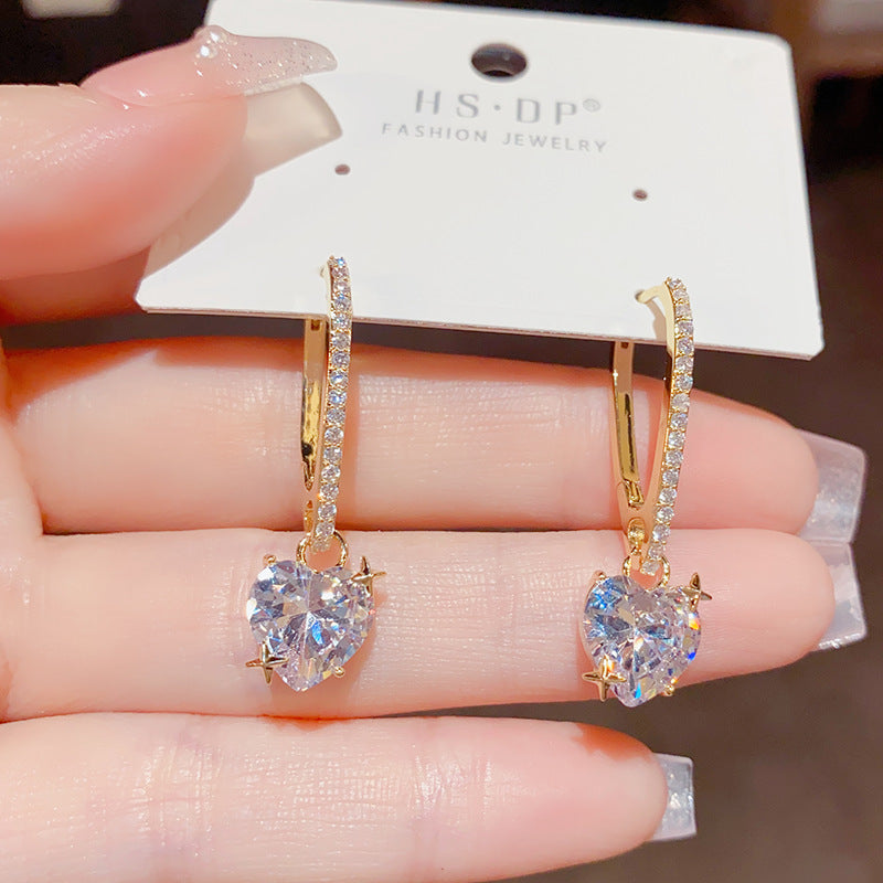 Heart-Shaped Zircon Ear Clip Trendy Earrings Cn437