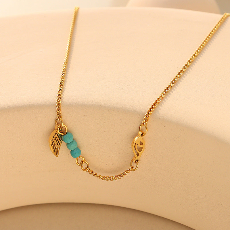 Cold style road turquoise wings anklet jewelry easiest for matchelegant titanium steel gold plated