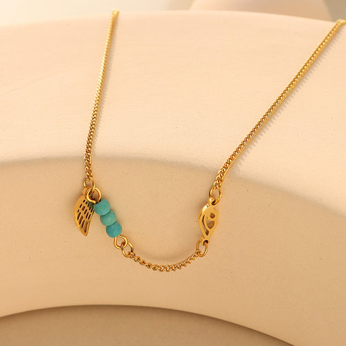 Cold style road turquoise wings anklet jewelry easiest for matchelegant titanium steel gold plated