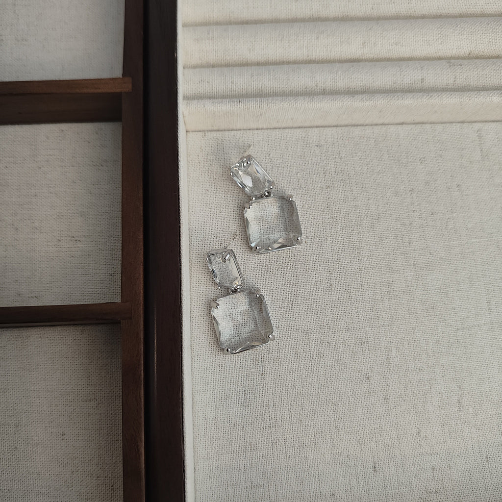 Quadratische Kristallglas ohrringe Cn400