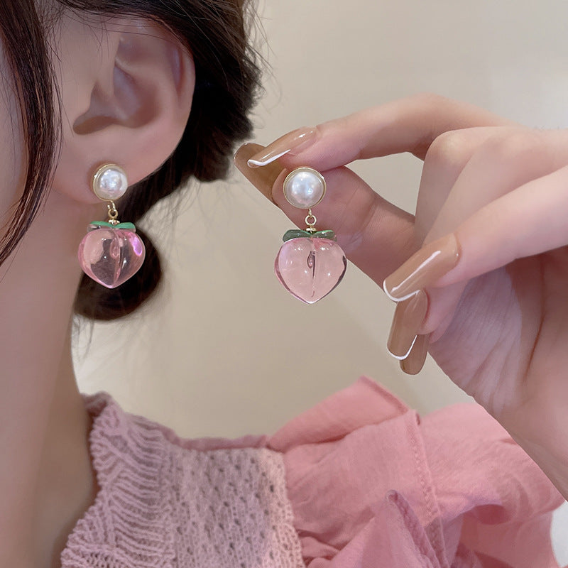 Pink Peach Earrings Pearl Earrings Cn520