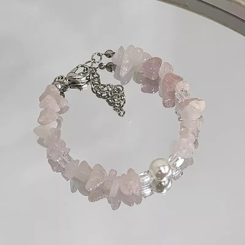 Irregular Pink Gravel Beaded Bracelet Cn323