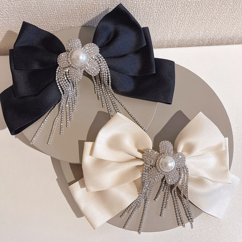 Multilayer Bow Barrettes Rhinestone Flower Ponytail Spring Clip Cn421