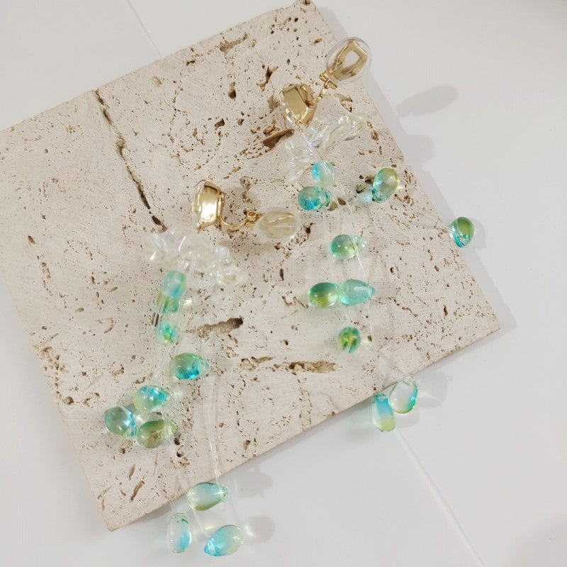 Flower Tassel Earrings Long Cn522