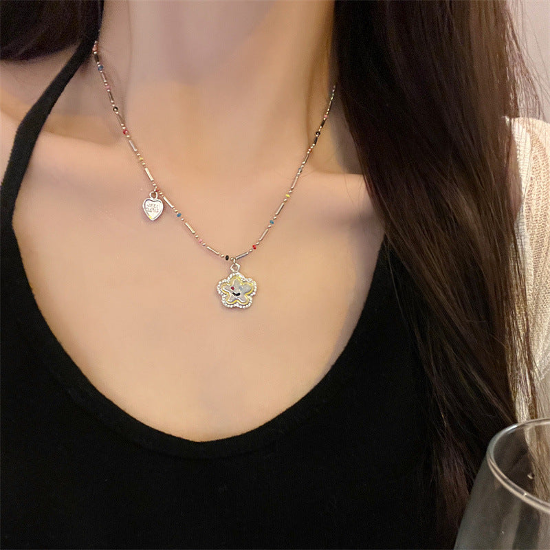 New Trendy Smiley Flower Beaded Necklace Cn549