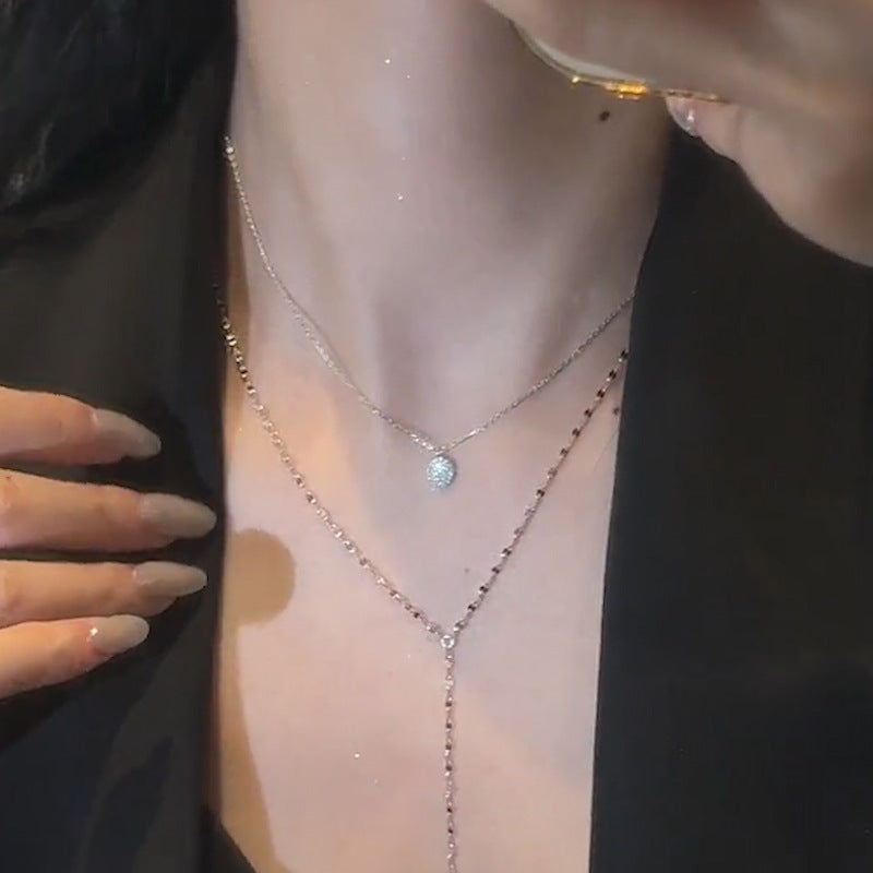 Long Y-Shaped Tassel Necklace Double-Layer Clavicle Chain Cn350