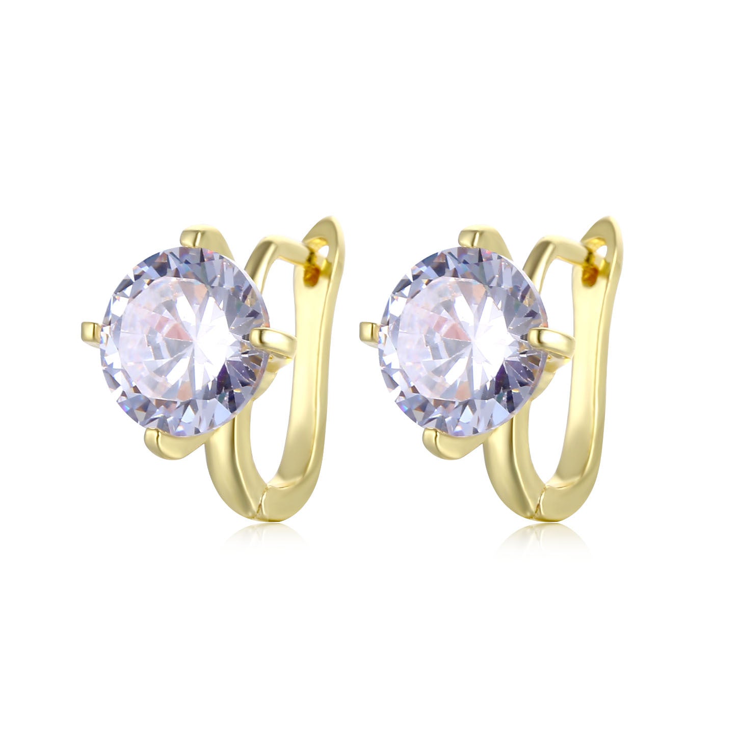 Fashion Round Roebuck Ladies Earrings Zircon Round Ear Clasps Large Diamond Earrings