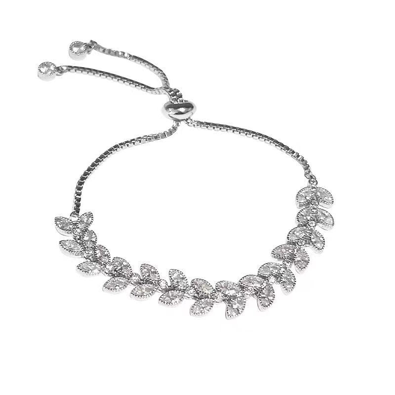 Zircon Wheat Leaves Pull Bracelet Cn0306