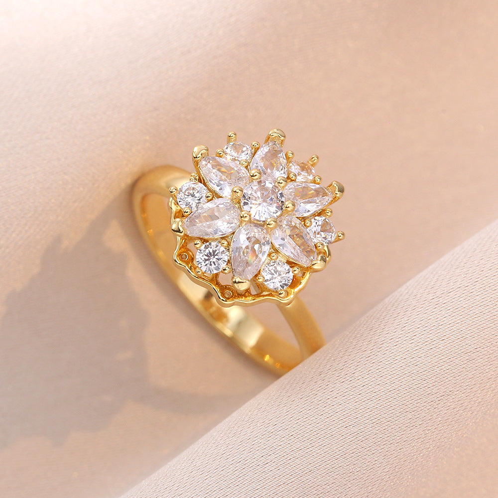 Rotatable Flower Ring Cn477