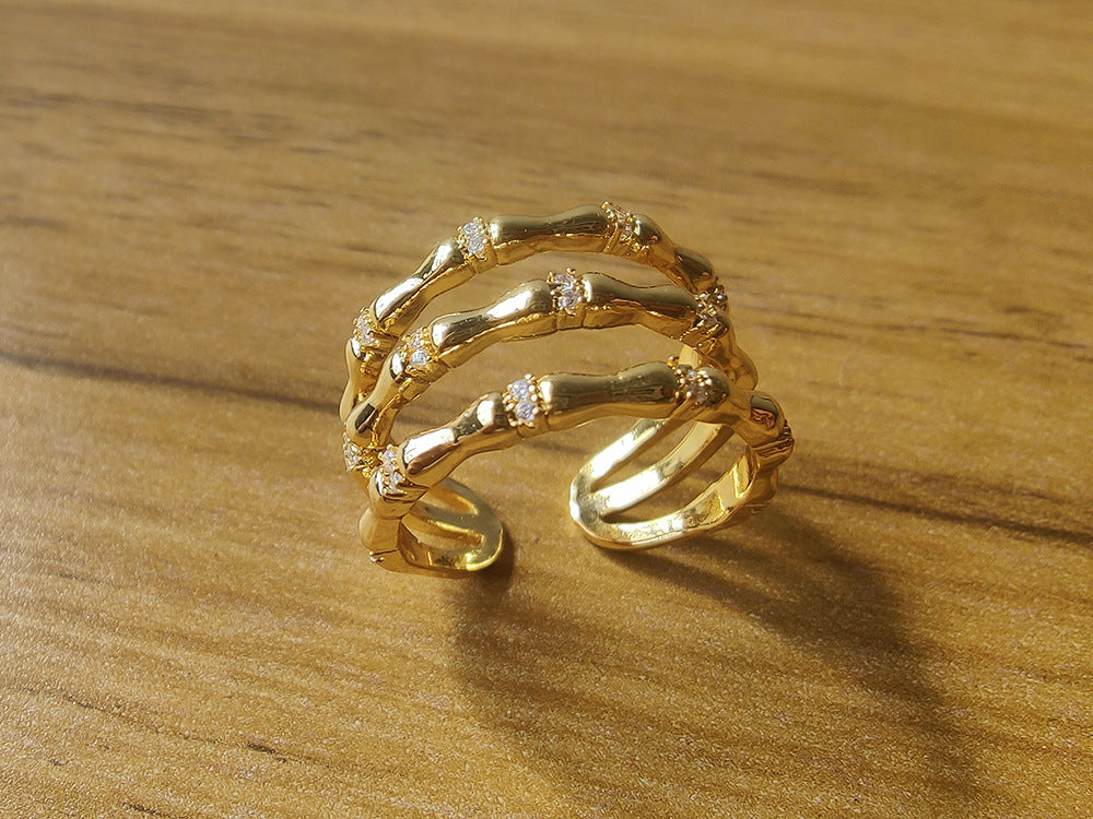 Tough Bamboo Ring Female 18K Gold Cn509