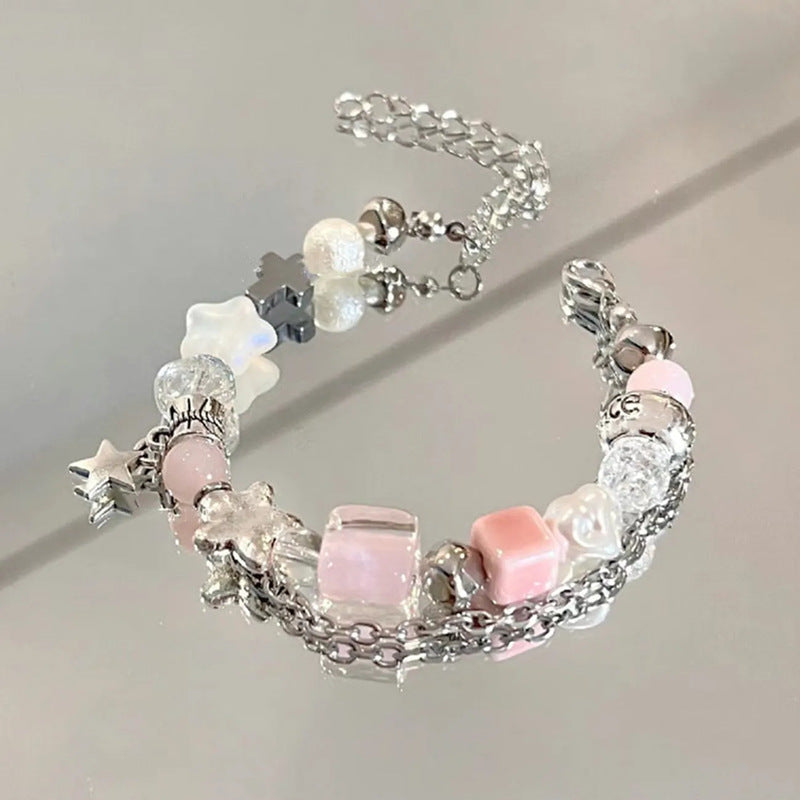 Gelang manik-manik biru safir Cn325