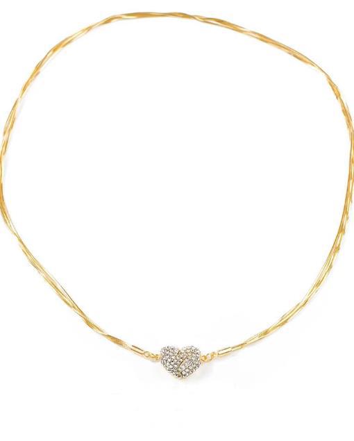 Diamond-Embedded Heart Magnet Necklace Cn0258