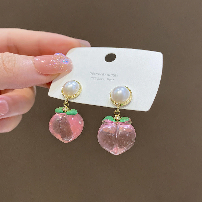 Pink Peach Earrings Pearl Earrings Cn520