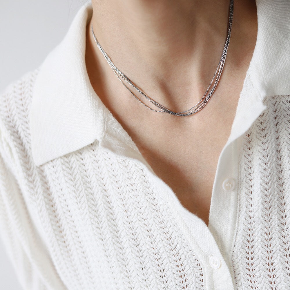 Slide Gold Thread Necklace Multilayer Collarbone Necklace Cn0295