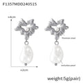 Hepburn style retro light luxury niche personalized earrings exaggerated style love bead pendant titanium steel gold-plated earrings