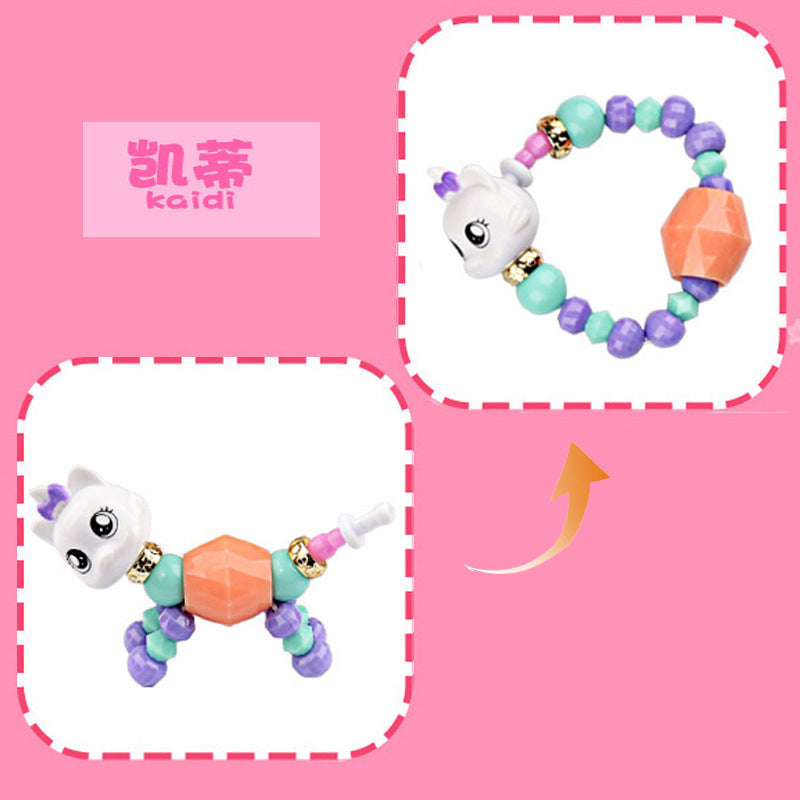 Diy Children Girl Variety Bracelet Elf Magic Animal Children Puzzle Beads Twist Deformation Bracelet Ornament Cn555