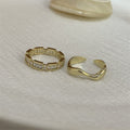 Irregular Wave Ring Ornament Set Gold-Plated Micro Inlaid Zircon Open Ring Cn475