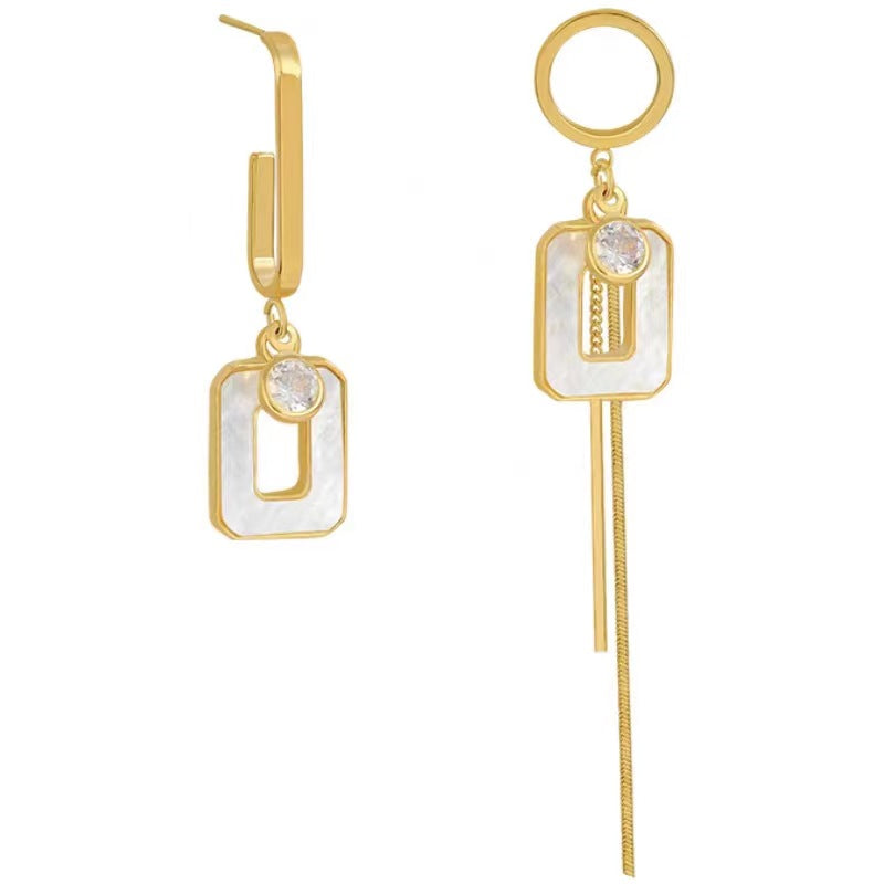 925 Silver Needle Asymmetric Geometric Ear Studs Cn548