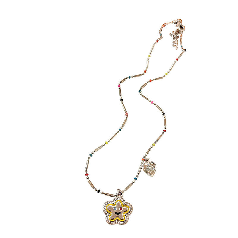 New Trendy Smiley Flower Beaded Necklace Cn549