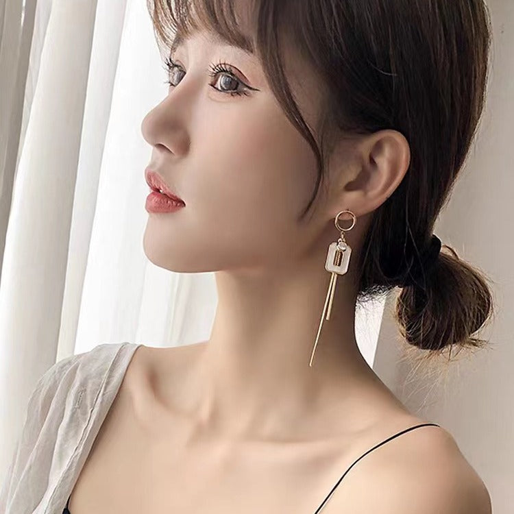 925 Silver Needle Asymmetric Geometric Ear Studs Cn548