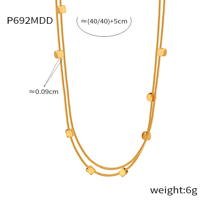 Bead Necklace Necklace Titanium Steel Refined Grace Double-Layer Clavicle Chain Cn572