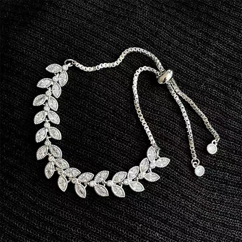 Zircon Wheat Leaves Pull Bracelet Cn0306