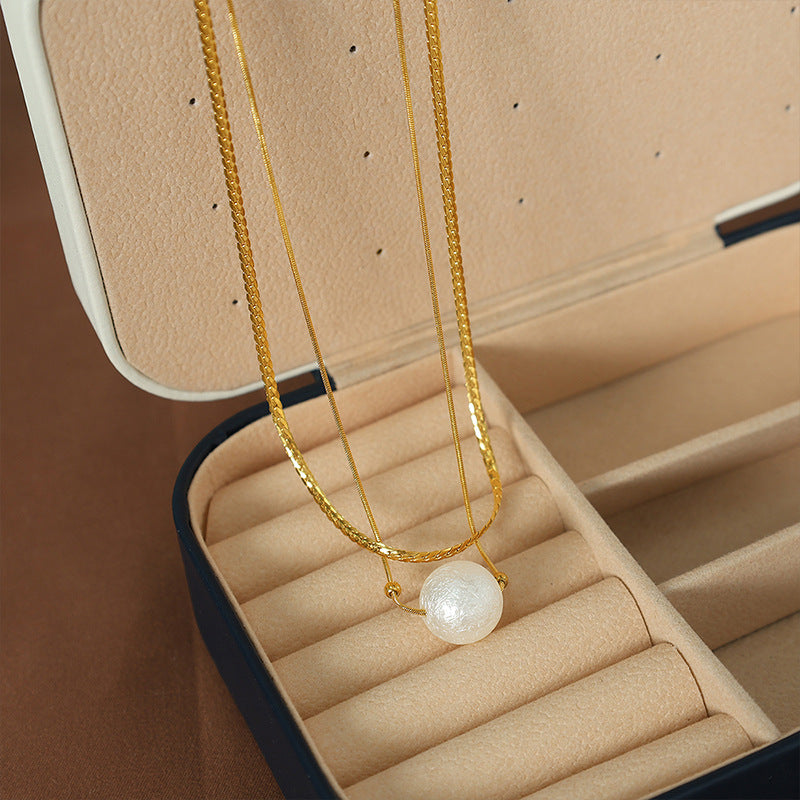 Cotton Bead Pendant Double Layer Blade Chain Jewelry Clip Bead Necklace Can Be Worn Separately Cn559