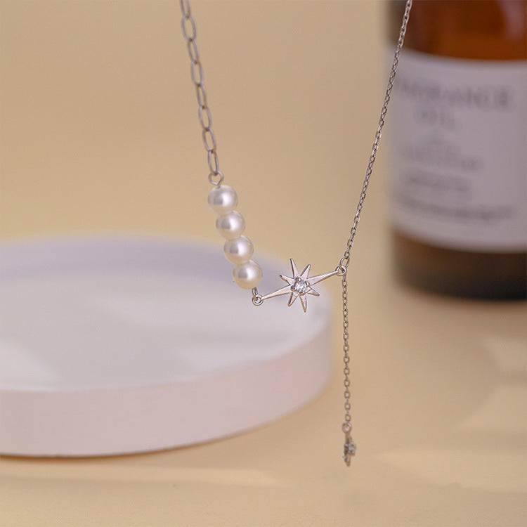 Pearl Necklace Niche Clavicle Chain Neck Chain Eight Awn Star Cn461