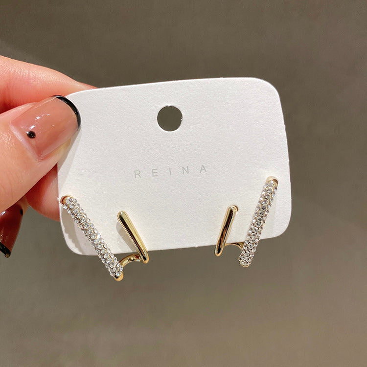 Geometric Rhinestone Light Luxury Earrings Cn428