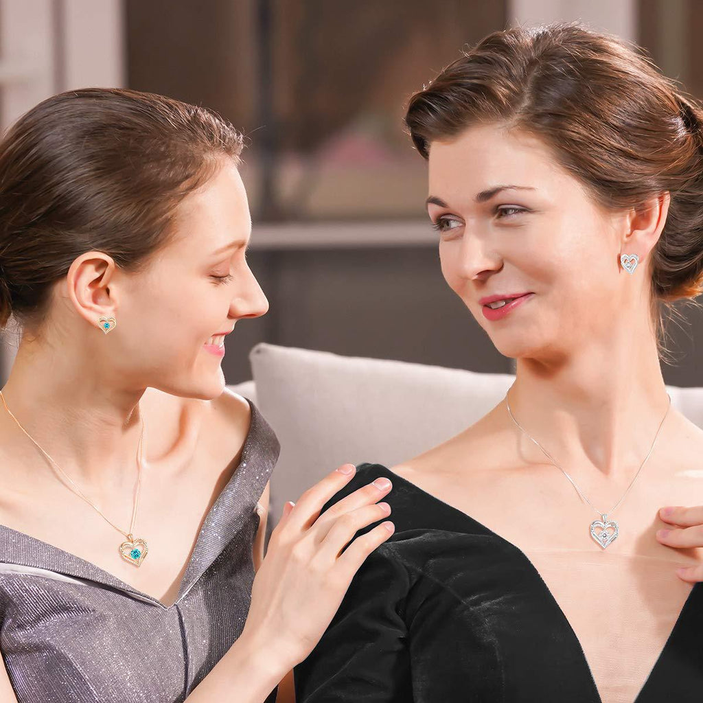 Micro-Inlaid Heart-Shaped Necklace Cn0309