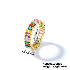 Diamond Ring Jewelry Colorful Zircon Geometric Ring Rainbow Ring