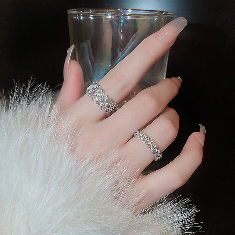 Woven Diamond Open Ring Cn467