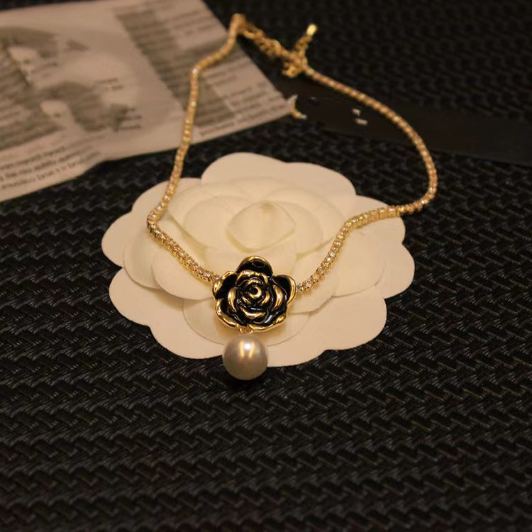 Camellia Rhinestone Necklace Cn504