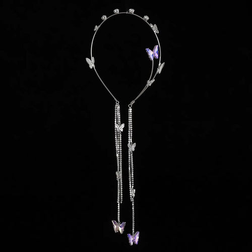 Crystal Butterfly Rhinestone Tassel Headband Cn0244