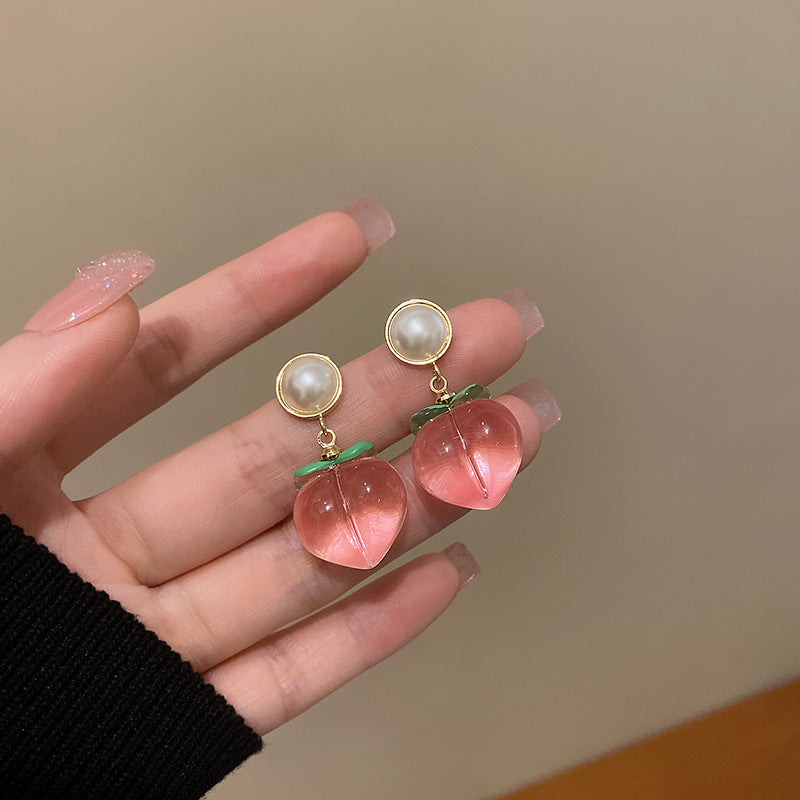 Pink Peach Earrings Pearl Earrings Cn520
