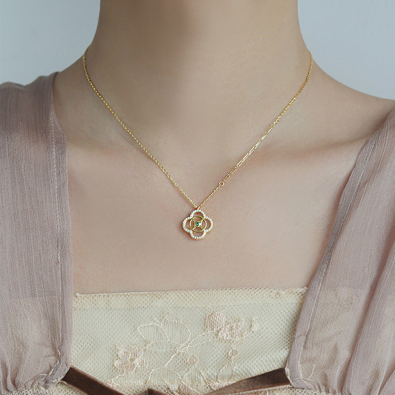 S925 Sterling Silver Clover Necklace Cn450