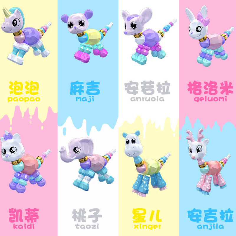 Diy Children Girl Variety Bracelet Elf Magic Animal Children Puzzle Beads Twist Deformation Bracelet Ornament Cn555