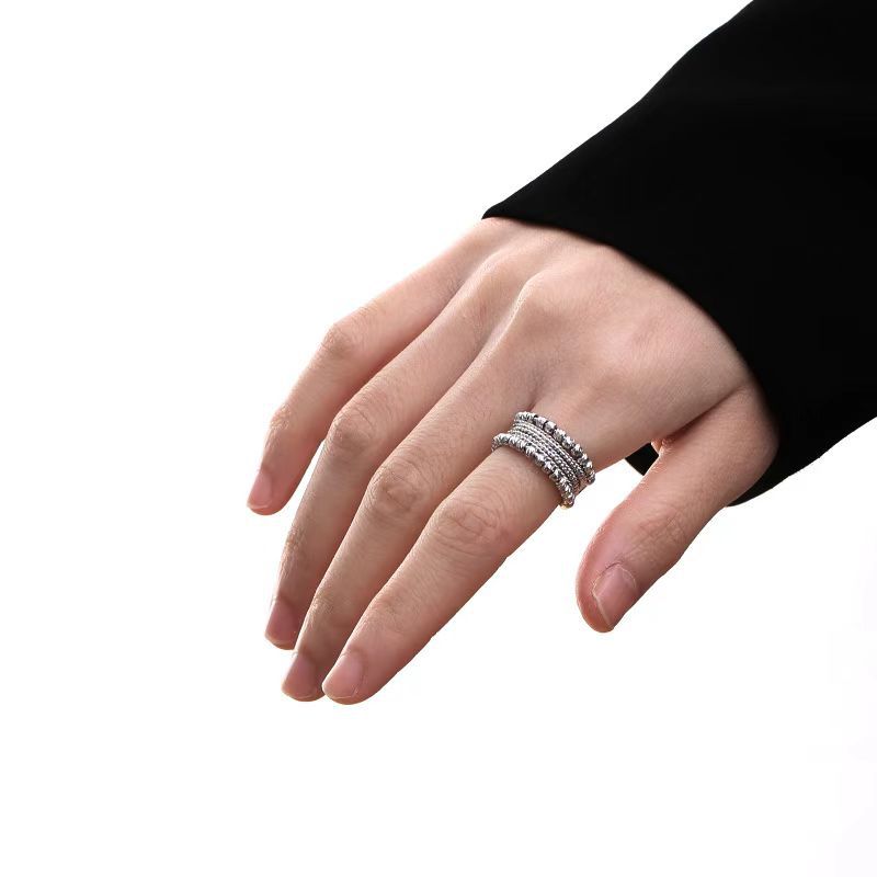 Pin Chain Silver Ball Ring Cn0115