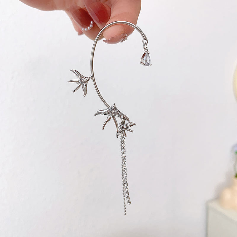 Zircon Tassel Ear Hanging Women's Long Non-Pierced Earrings Cn415