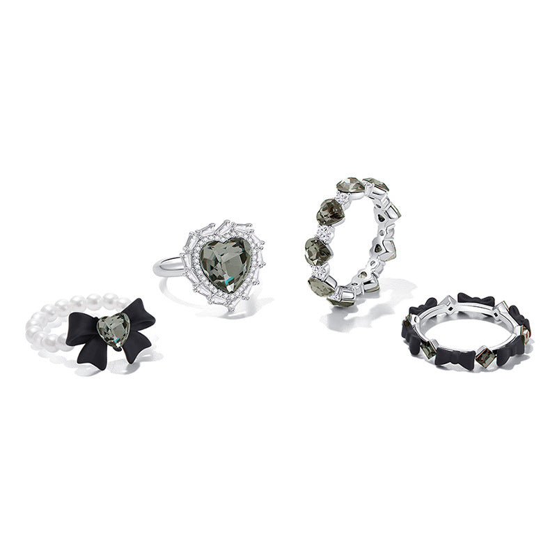 Black Bow Ring Female Imitation Pearl Ring Cn518