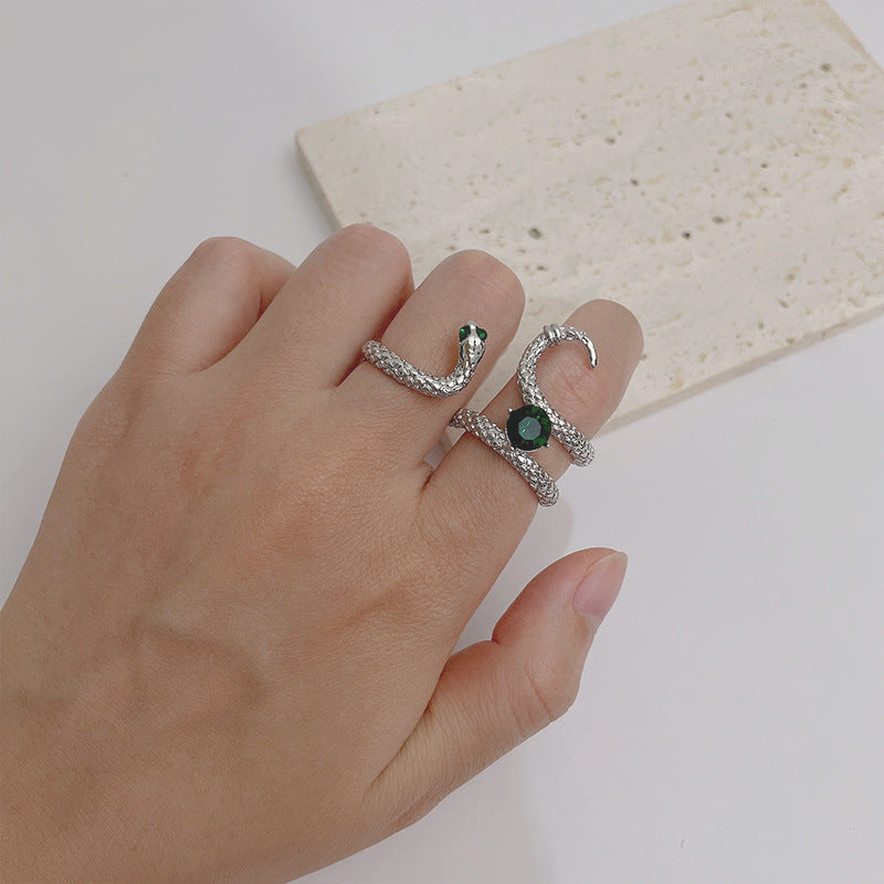 Green Rhinestone Snake Ring Cn0222