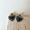Geometric Crystal Shiny Big Heart Stud Earrings Cn456