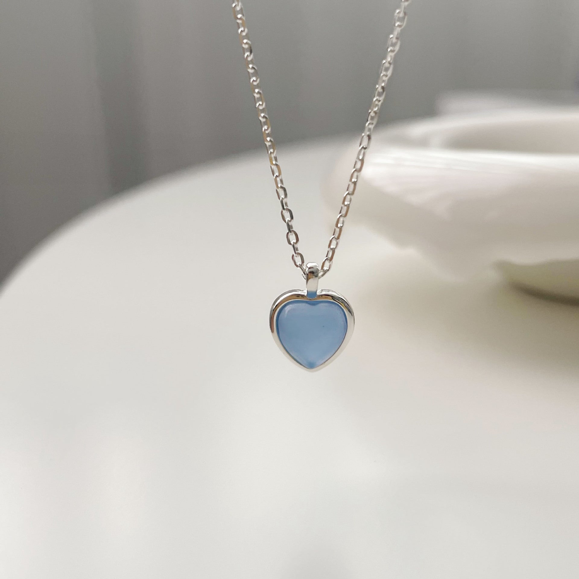 Collana cuore rosa pesca cuore clavicola catena Cn339