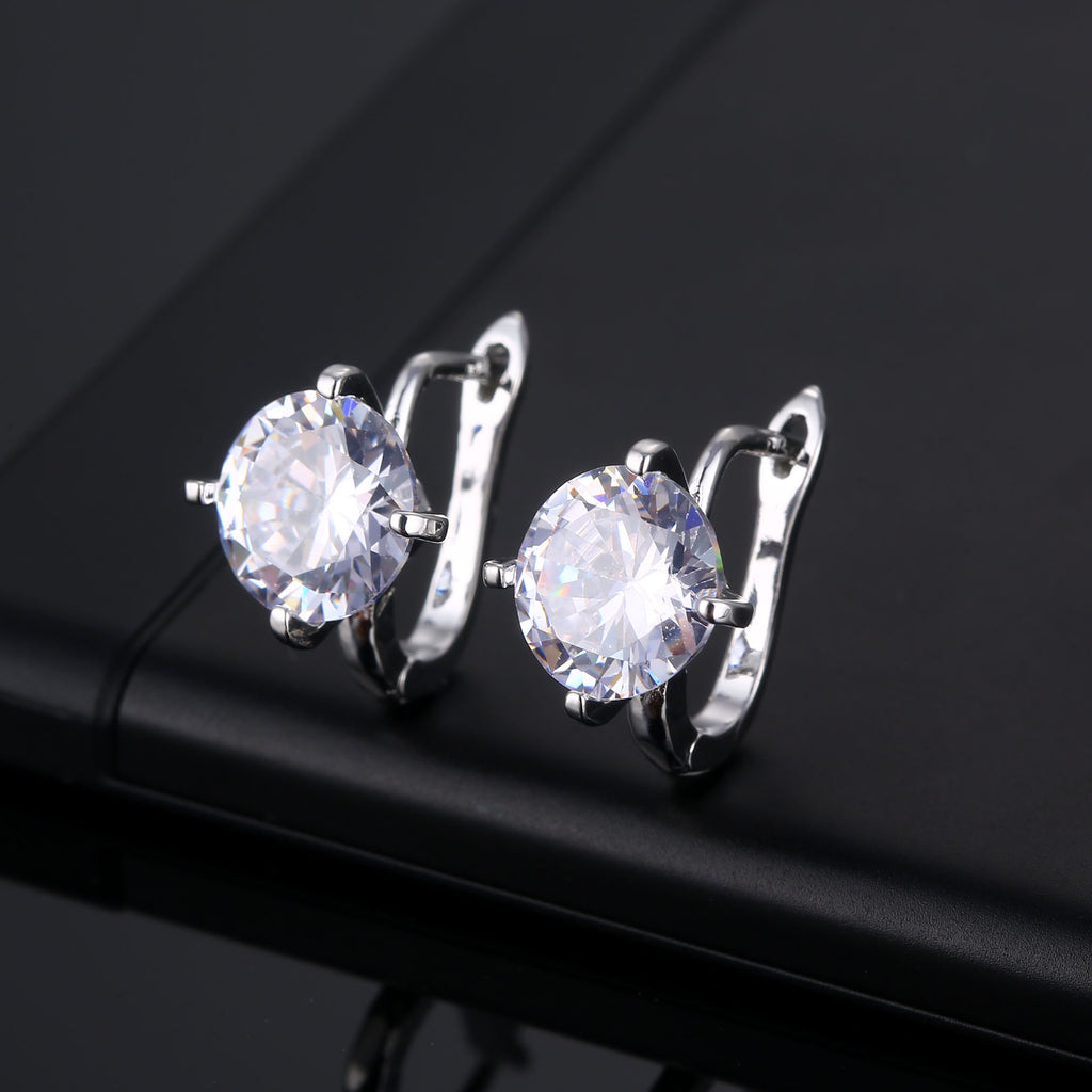 Fashion Round Roebuck Ladies Earrings Zircon Round Ear Clasps Large Diamond Earrings