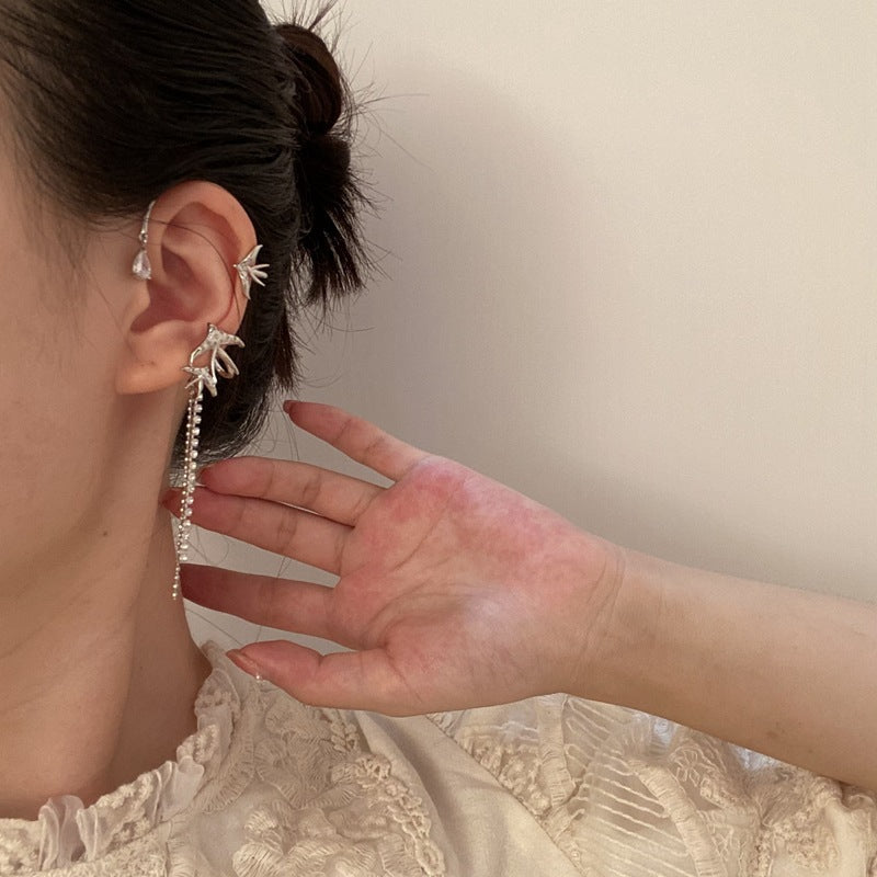 Zircon Tassel Ear Hanging Women's Long Non-Pierced Earrings Cn415