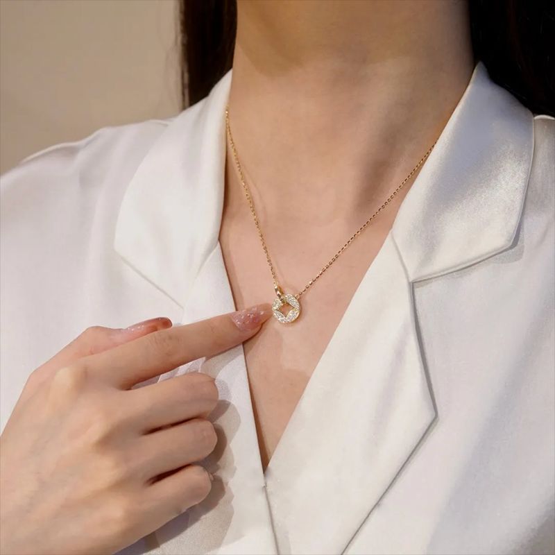 Copper Coin Double Ring Necklace Cn478