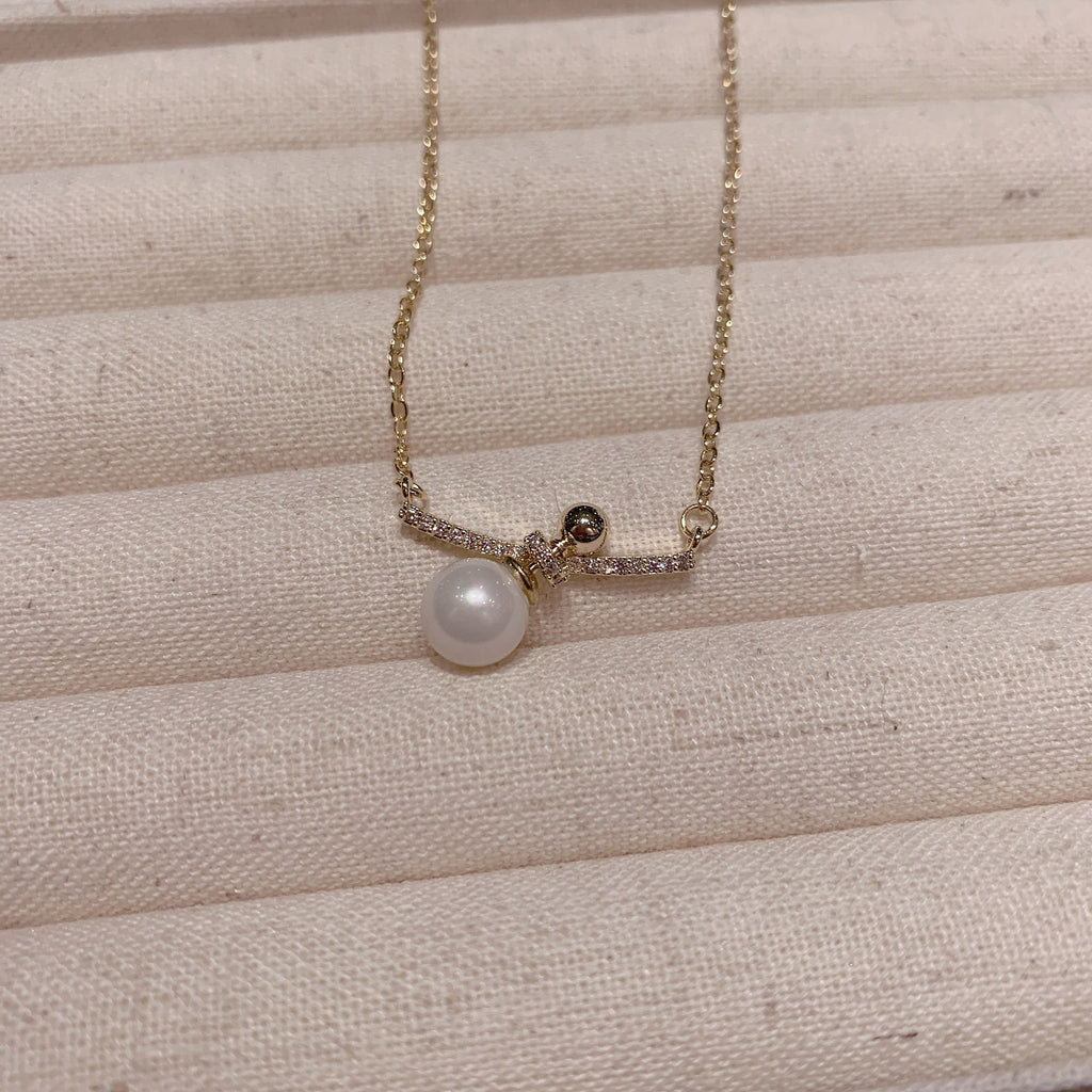 Simple Personality Unique Pearl Necklace Detachable Small Copper Beads Clavicle Chain Cn471